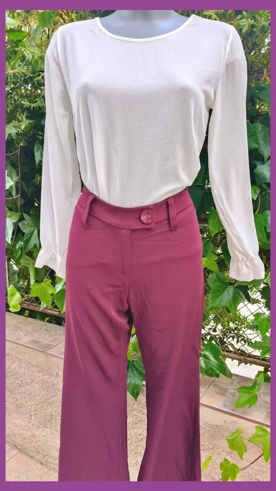 Pantalón de Pata Ancha - Color Morado/Burdeos 🍇 – Terre De Sienne – taille L / 40 / 12 2