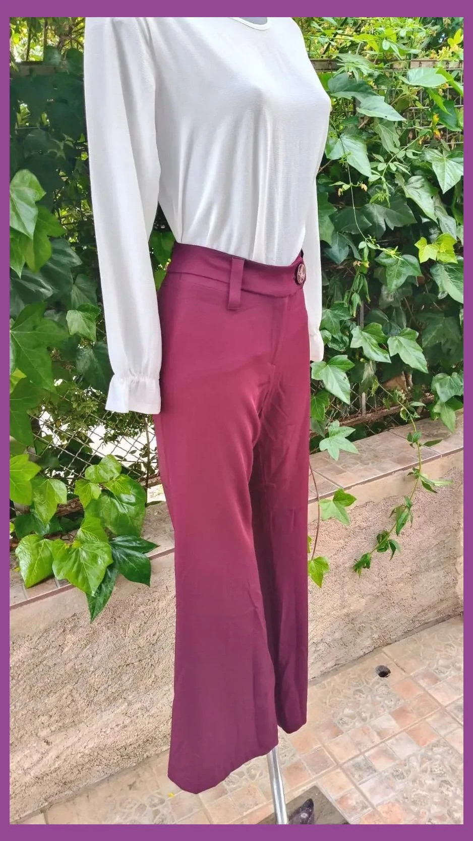 Pantalón de Pata Ancha - Color Morado/Burdeos 🍇 – Terre De Sienne – taille L / 40 / 12 3