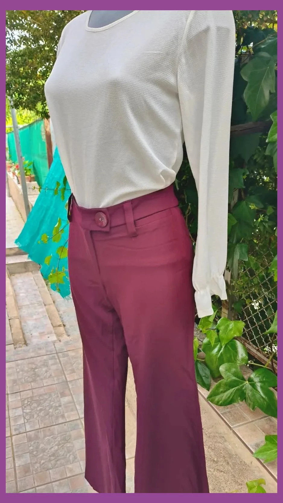 Pantalón de Pata Ancha - Color Morado/Burdeos 🍇 – Terre De Sienne – taille L / 40 / 12 4