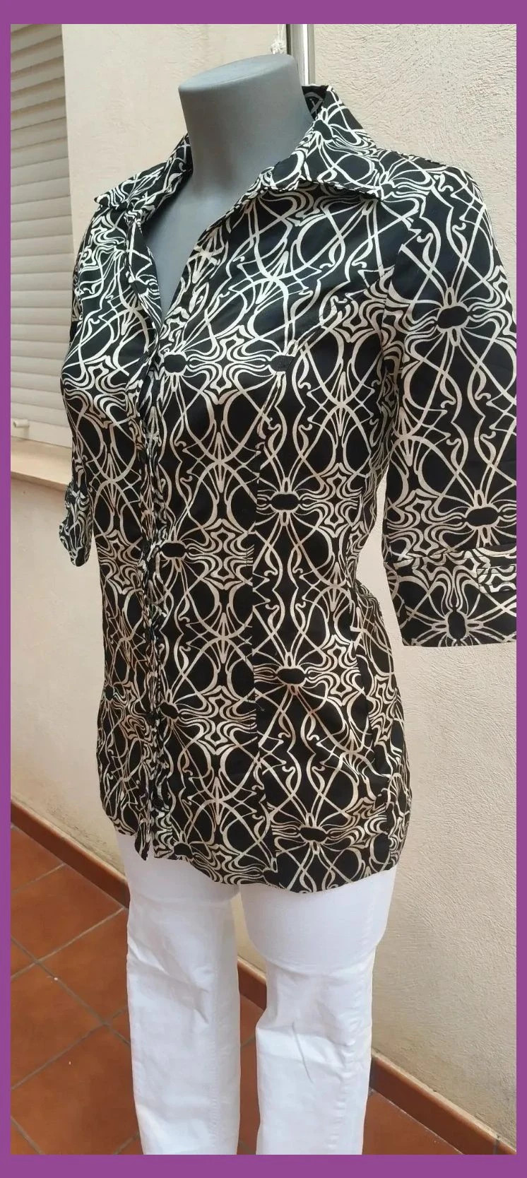 Camisa Estampada Geométrica Zara Basic – Talla S – Zara – taille S / 36 / 8 3