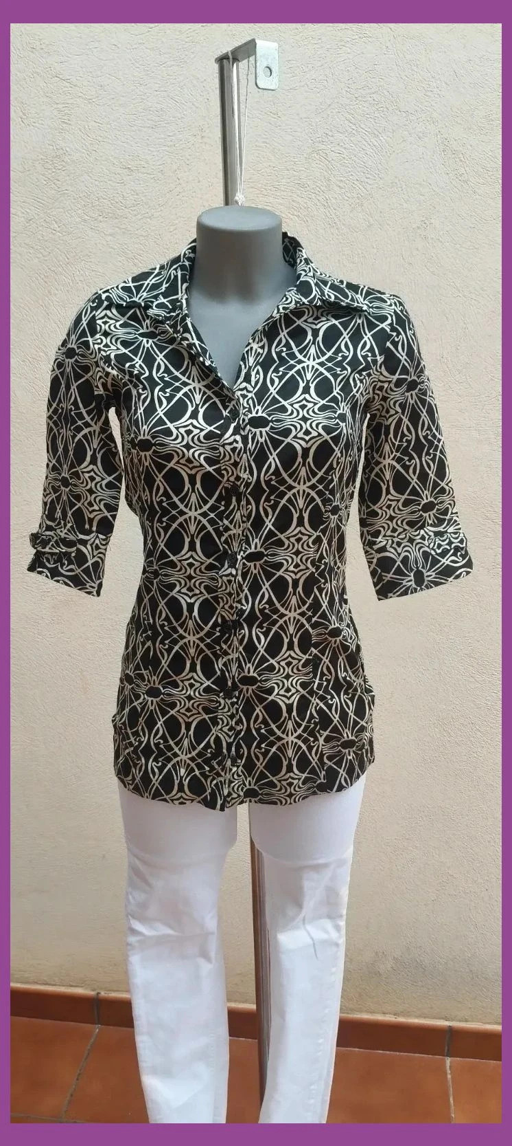 Camisa Estampada Geométrica Zara Basic – Talla S – Zara – taille S / 36 / 8
