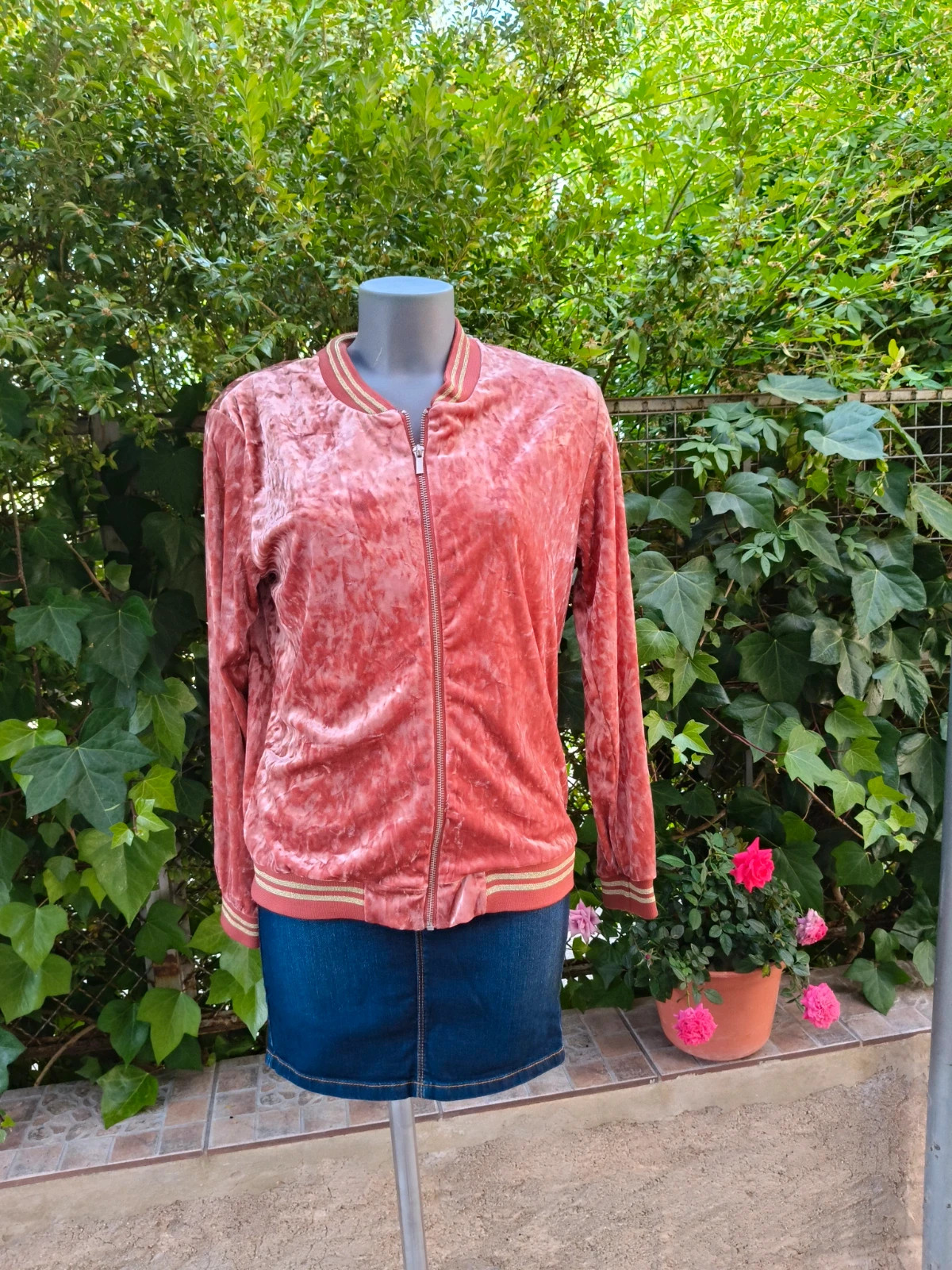 Chaqueta bomber de terciopelo casual ladies talla l 🌈