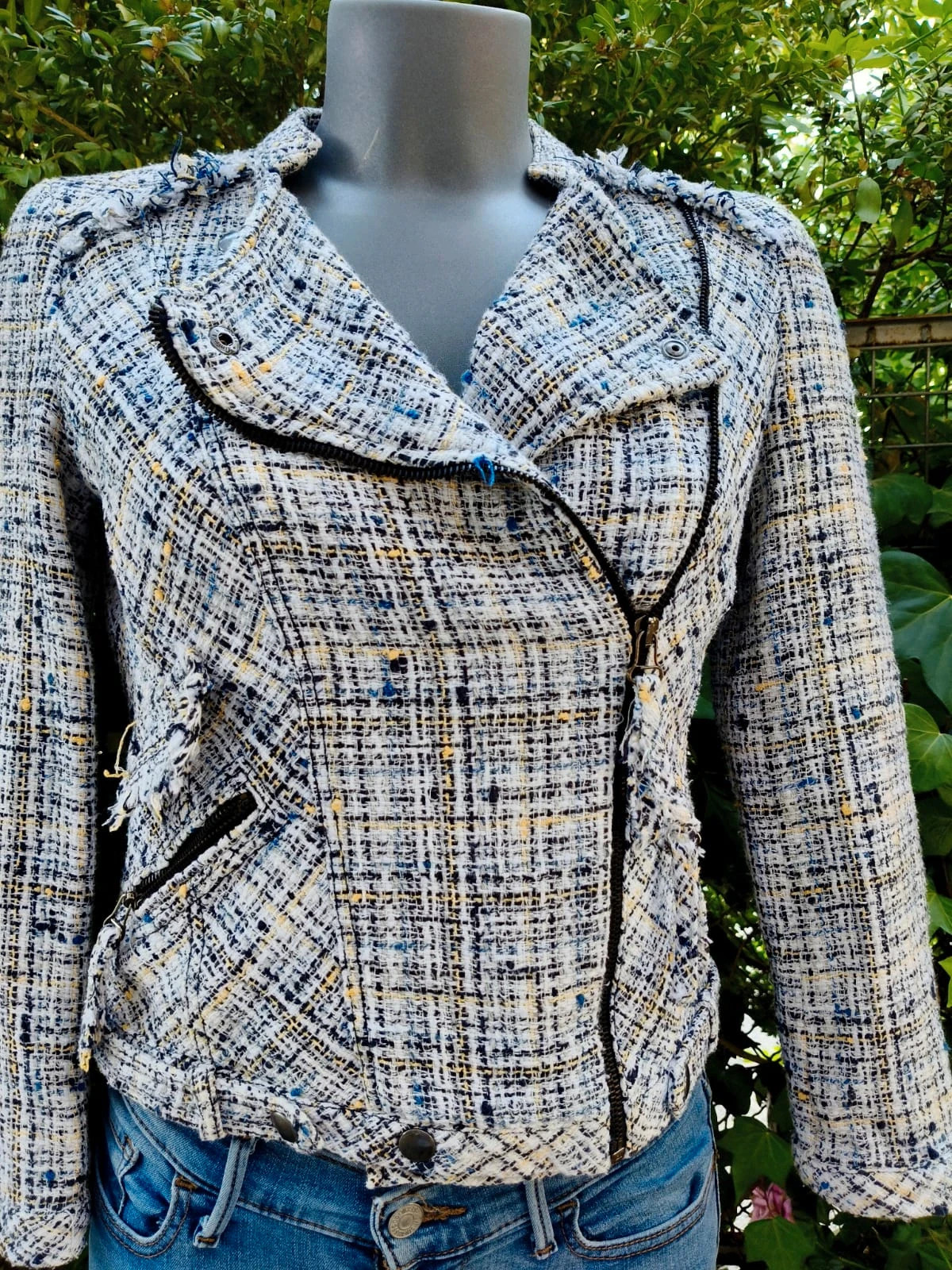 Chaqueta Estilo Biker de Tweed – Zara Basic (Talla S) 🌈 – Zara – taille S / 36 / 8 2