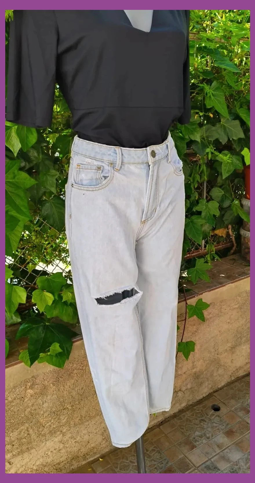 Vaqueros rectos claros con roto Pull&Bear Talla 36 (S) 🌈 – Pull & Bear – taille S / 36 / 8 5