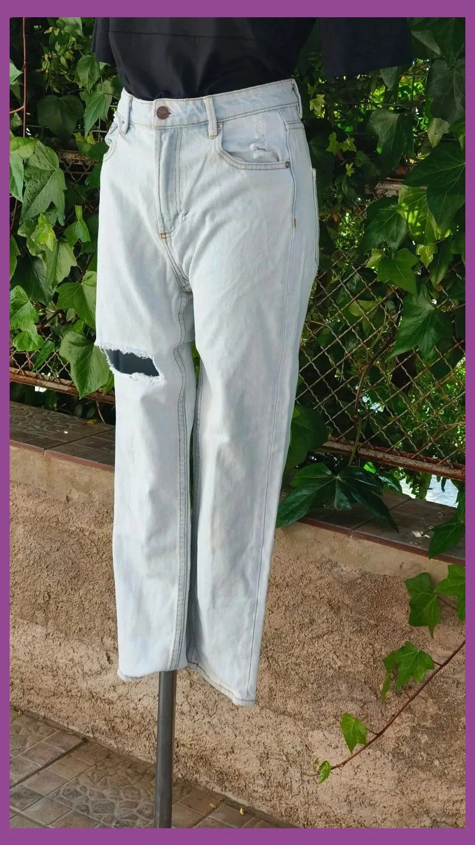 Vaqueros rectos claros con roto Pull&Bear Talla 36 (S) 🌈 – Pull & Bear – taille S / 36 / 8 4