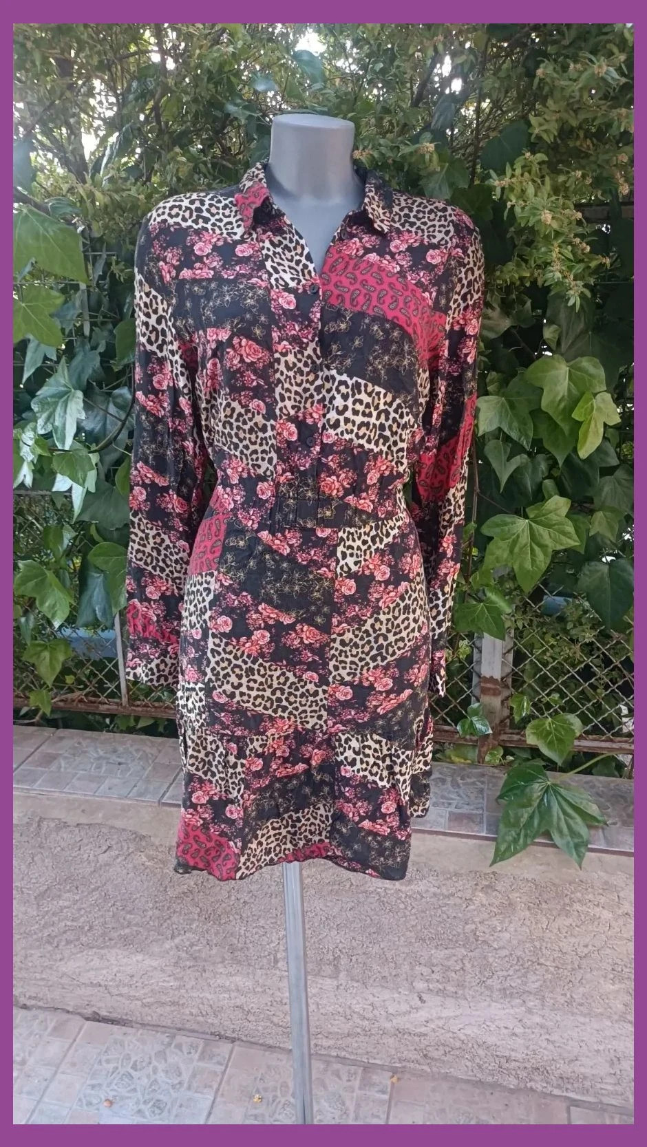 Vestido Camisero Patchwork - Estampado Mixto (Animal & Floral) 🌈