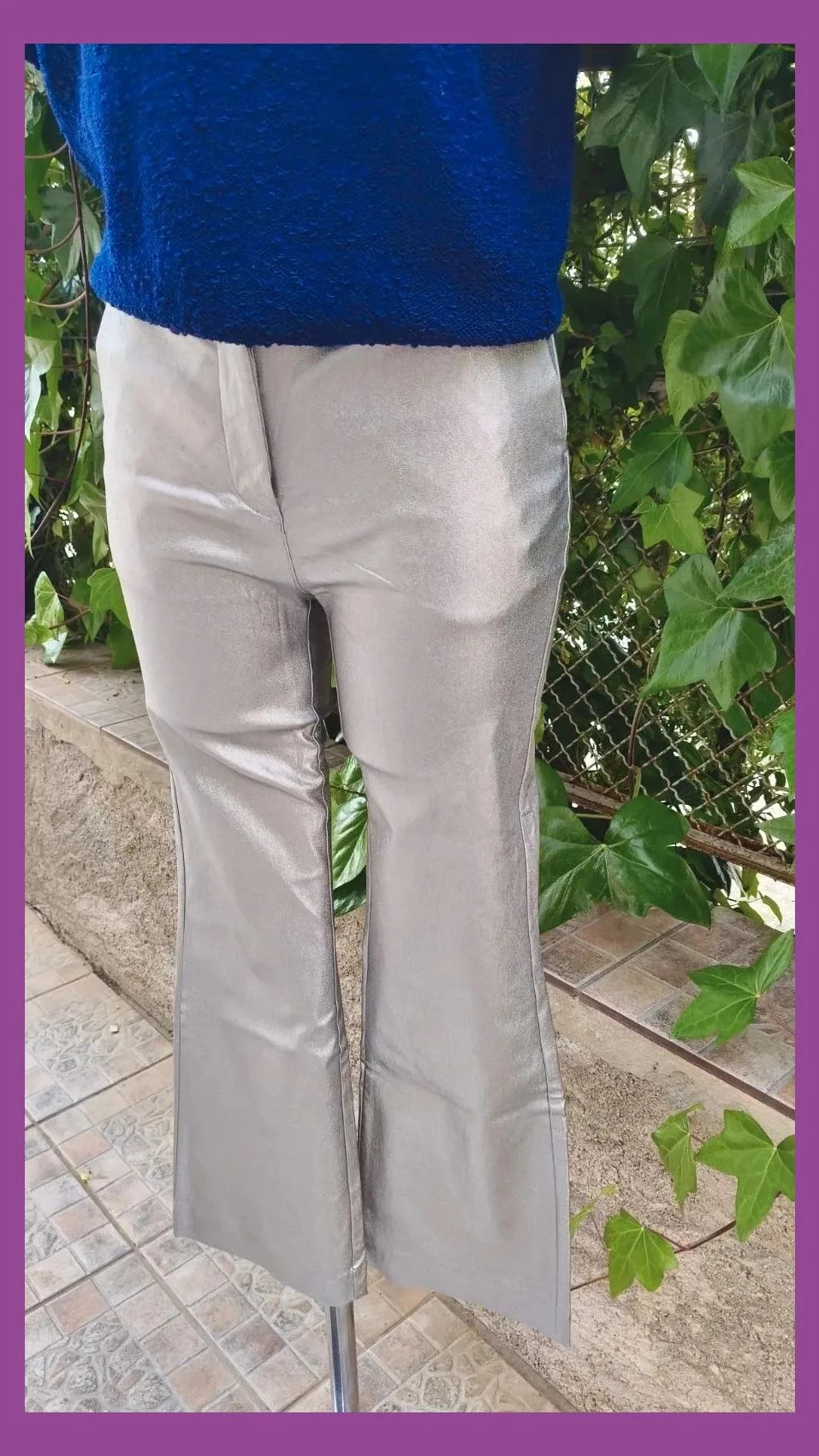Pantalón Mango Plateado Metalizado - Efecto Piel 🌈 – Mango – taille S / 36 / 8 2