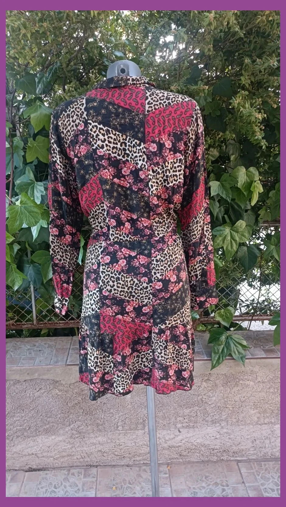 Vestido Camisero Patchwork - Estampado Mixto (Animal & Floral) 🌈 – Vintage Boutique – taille L / 40 / 12 5