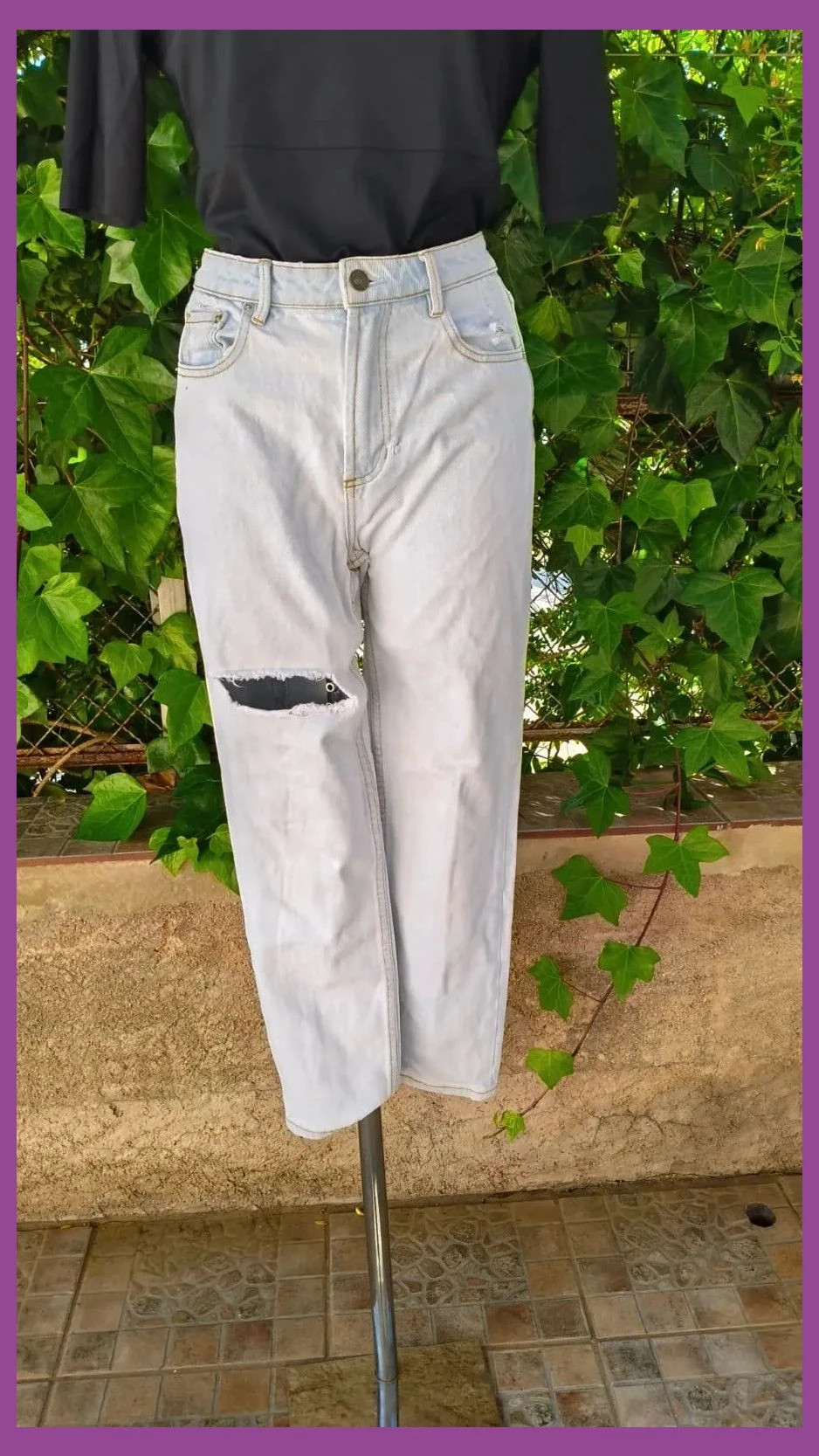 Vaqueros rectos claros con roto Pull&Bear Talla 36 (S) 🌈 – Pull & Bear – taille S / 36 / 8 2