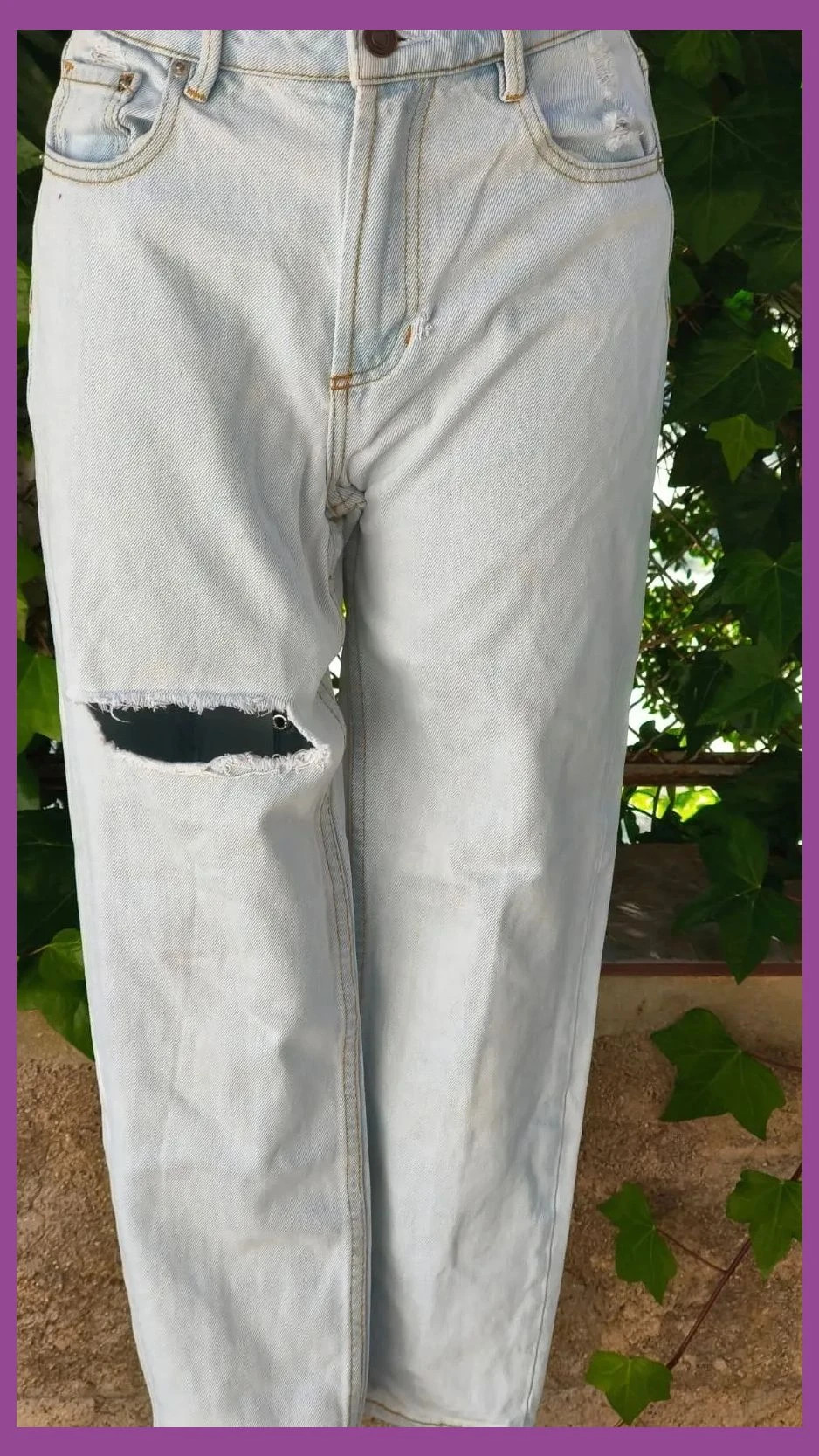 Vaqueros rectos claros con roto Pull&Bear Talla 36 (S) 🌈 – Pull & Bear – taille S / 36 / 8 3