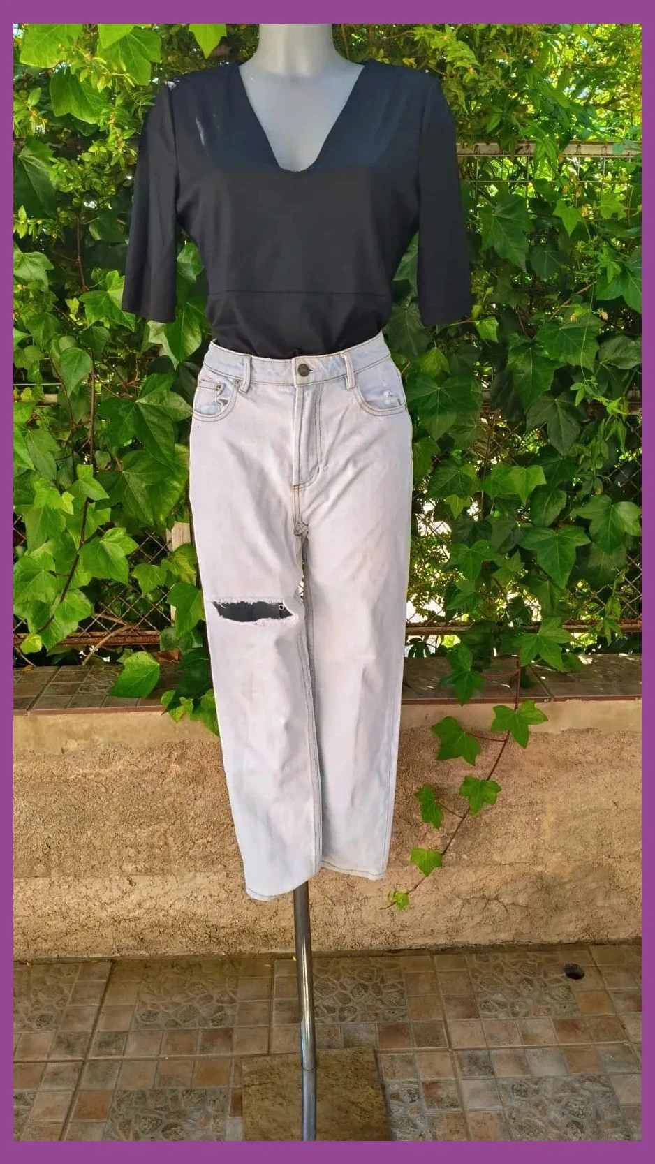 Vaqueros rectos claros con roto Pull&Bear Talla 36 (S) 🌈 – Pull & Bear – taille S / 36 / 8