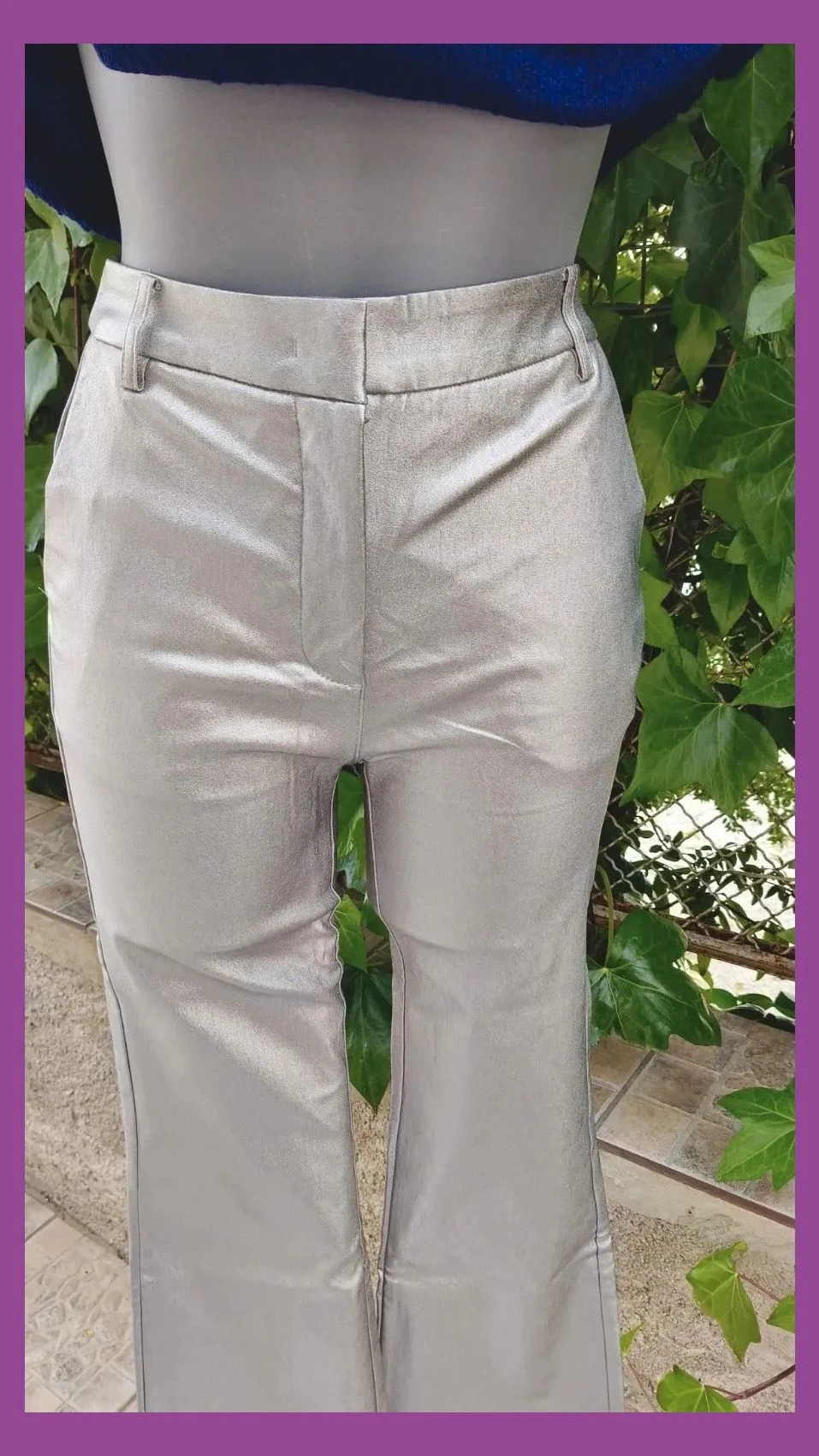 Pantalón Mango Plateado Metalizado - Efecto Piel 🌈 – Mango – taille S / 36 / 8 5