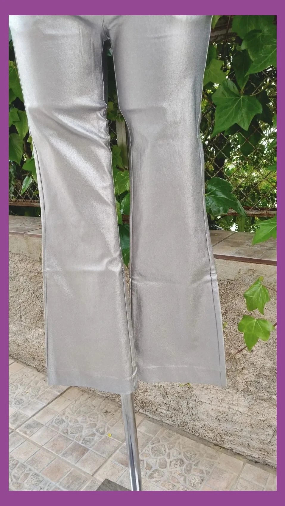 Pantalón Mango Plateado Metalizado - Efecto Piel 🌈 – Mango – taille S / 36 / 8 4