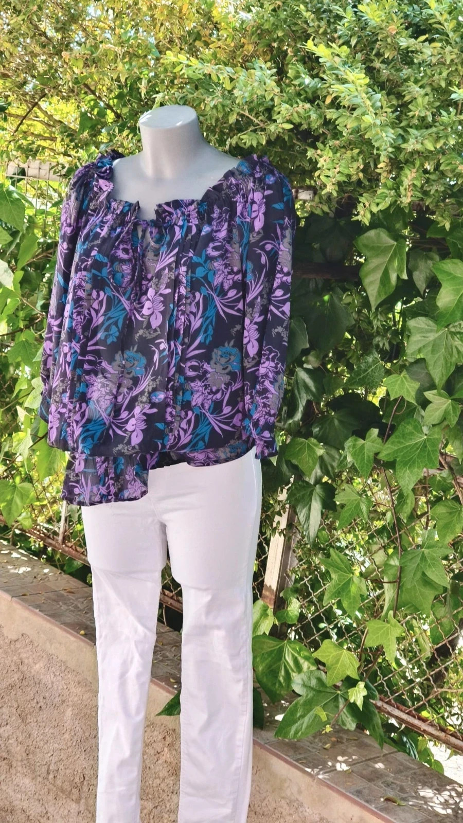 Blusa Boho Floral - Tonos Morados y Azules 🌈 – Casual Clothing – taille L / 40 / 12 2