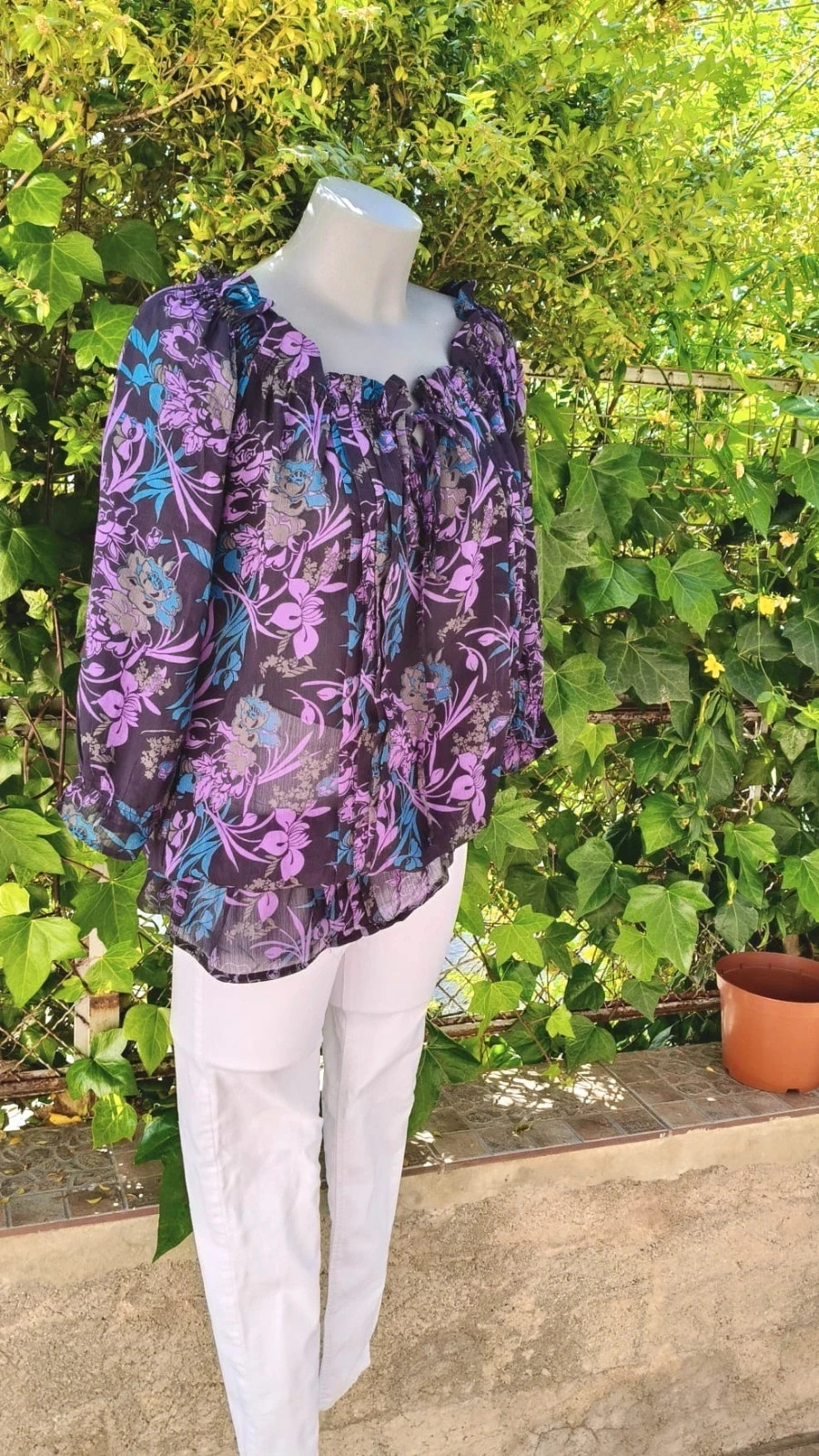 Blusa Boho Floral - Tonos Morados y Azules 🌈 – Casual Clothing – taille L / 40 / 12 3