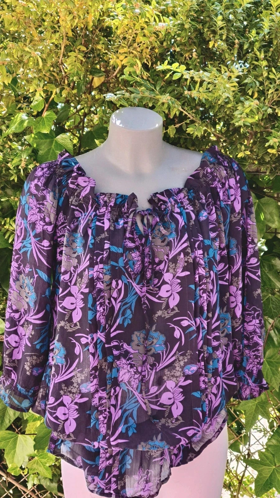 Blusa Boho Floral - Tonos Morados y Azules 🌈 – Casual Clothing – taille L / 40 / 12 5