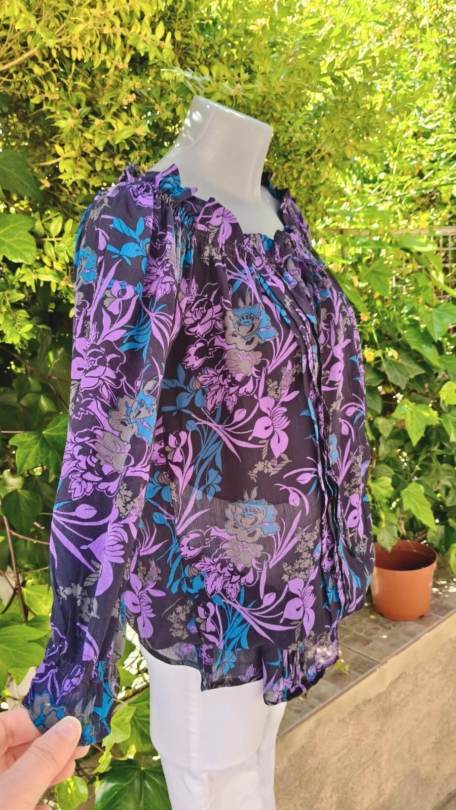 Blusa Boho Floral - Tonos Morados y Azules 🌈 – Casual Clothing – taille L / 40 / 12 4