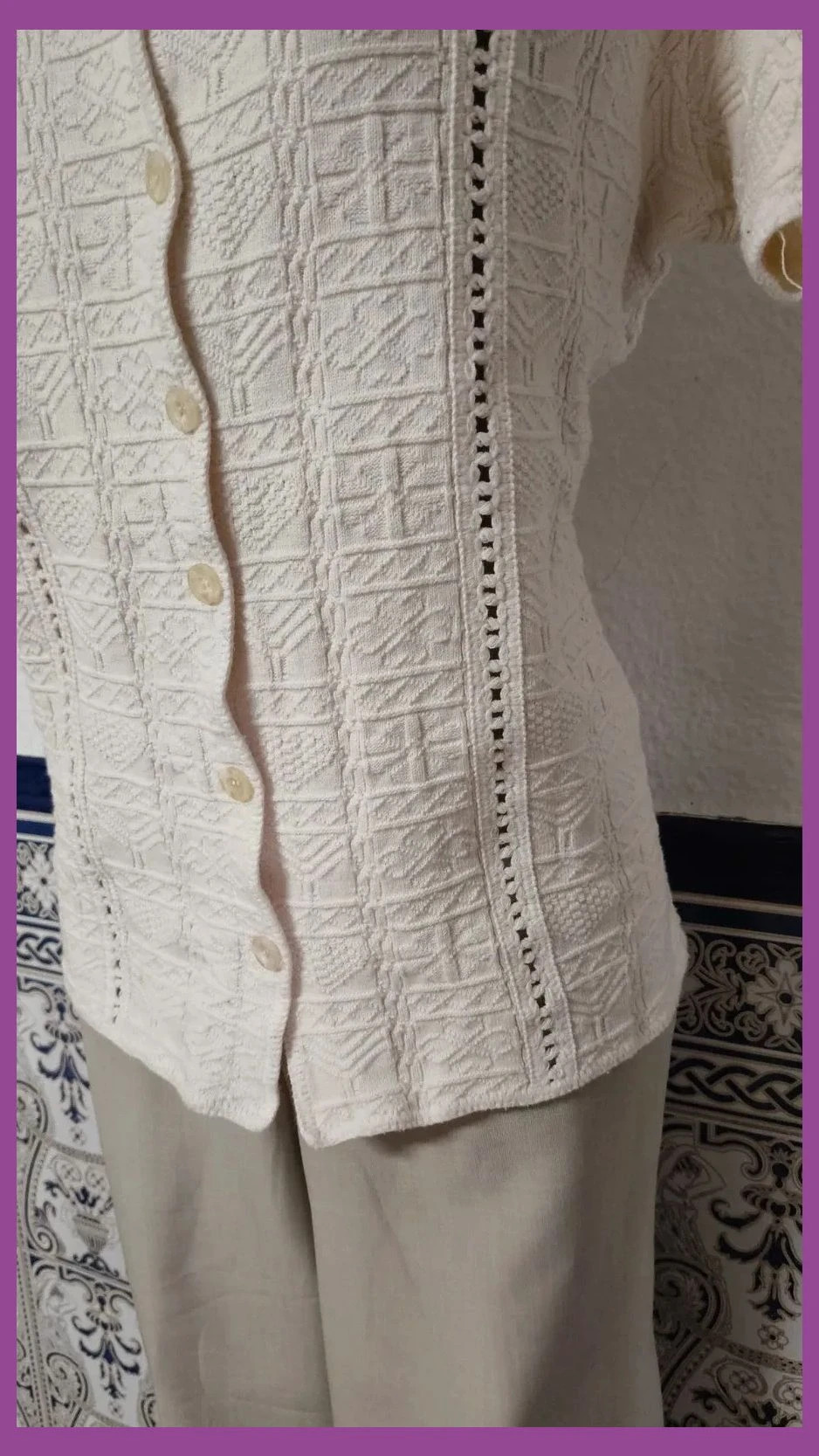 Cárdigan de Algodón Calado - Hecho a Mano en Perú 🌈 – Chez nous – taille XL / 42 / 14 5