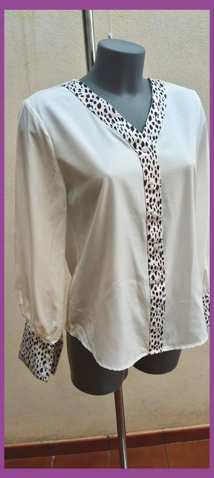 Blusa Blanca con Contrastes Animal Print 🌈 – La Boutique – taille M / 38 / 10 3