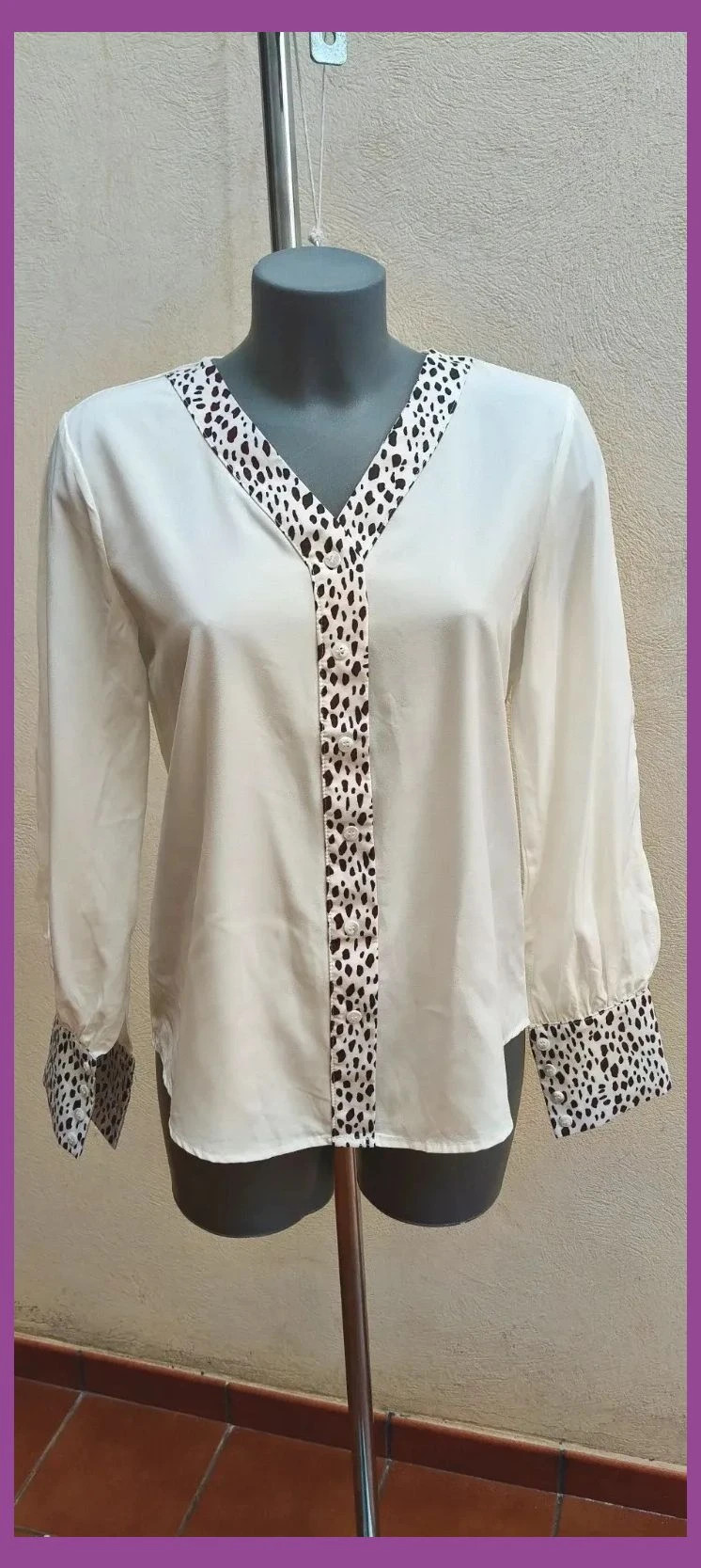 Blusa Blanca con Contrastes Animal Print 🌈 – La Boutique – taille M / 38 / 10 2