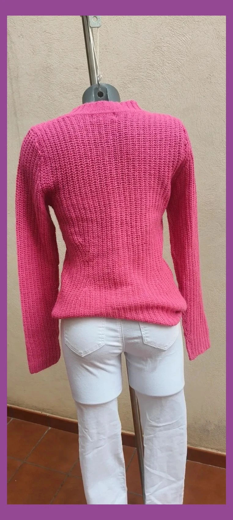 Jersey de Punto Rosa Fucsia con Lentejuelas – Mezcla de Lana 😍 – Marcosui – taille M / 38 / 10 5