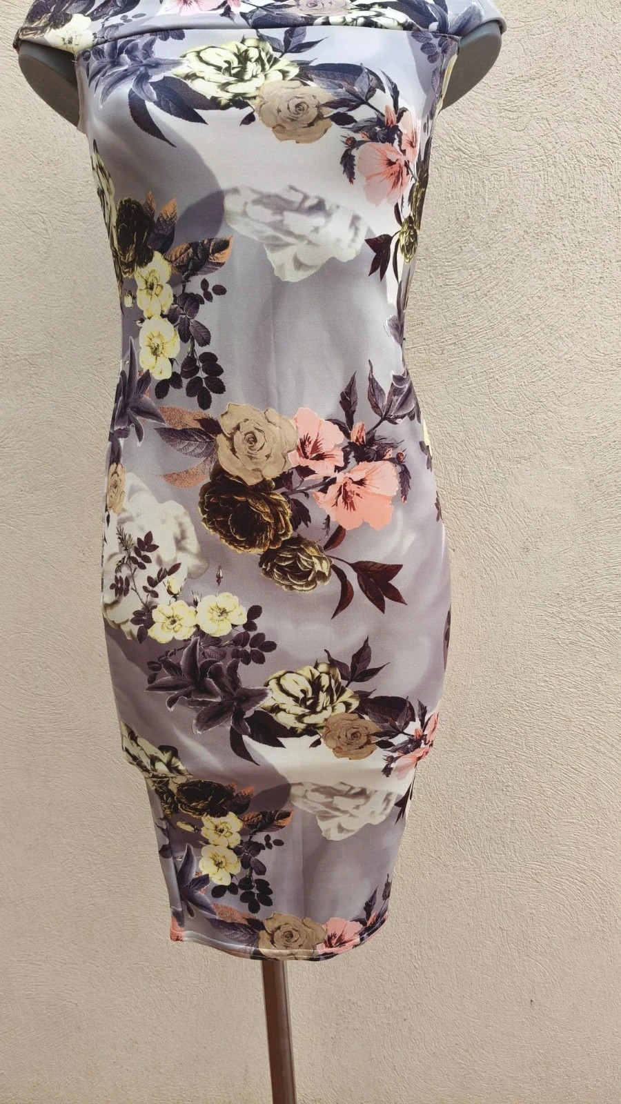 Vestido ajustado floral Boohoo Night - Cuello barco / Off-the-shoulder - Talla S (36) – Boohoo – taille S / 36 / 8 3
