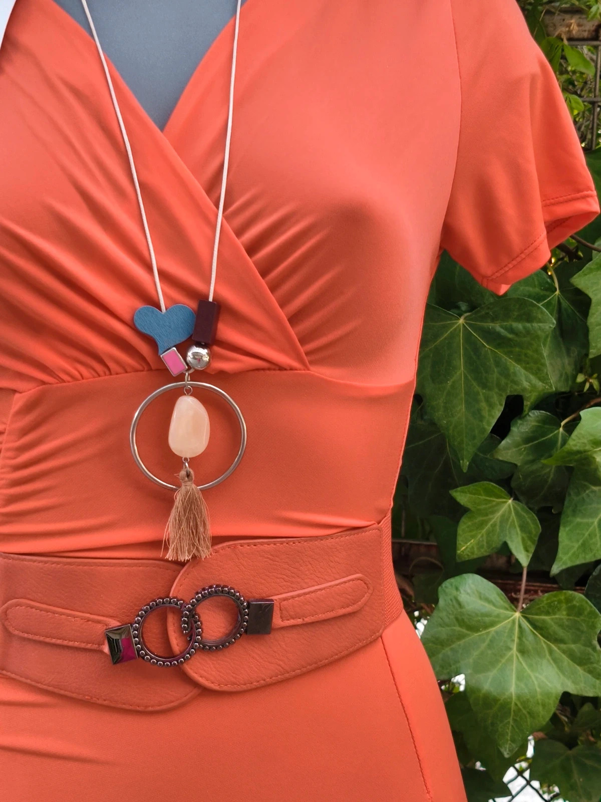 Collar largo con colgante de aro y corazón 💓 – Boutique Bohéme 3
