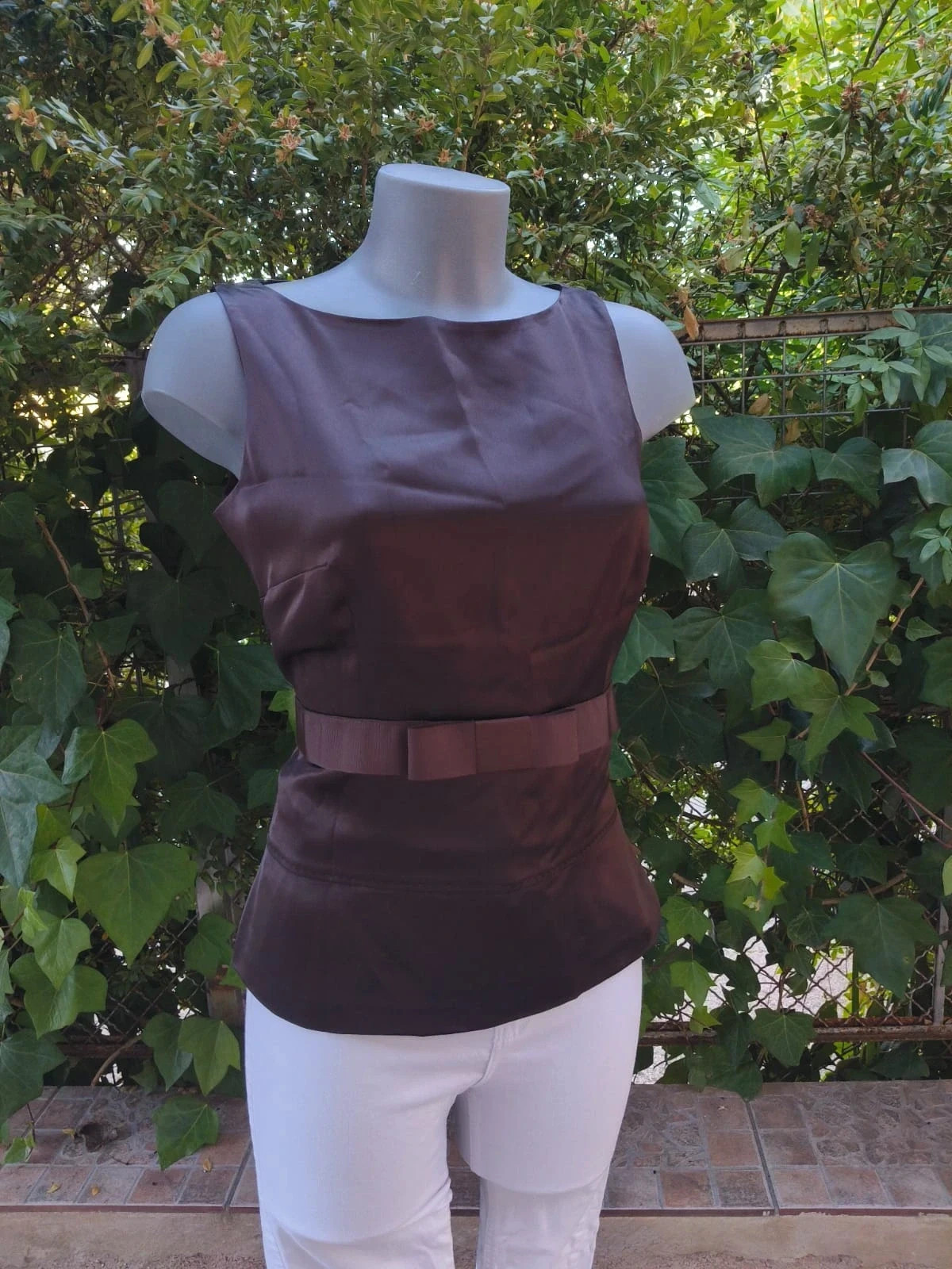 Top satinado marrón con lazo - Síntesis 🌈 – Síntesis – taille M / 38 / 10 2