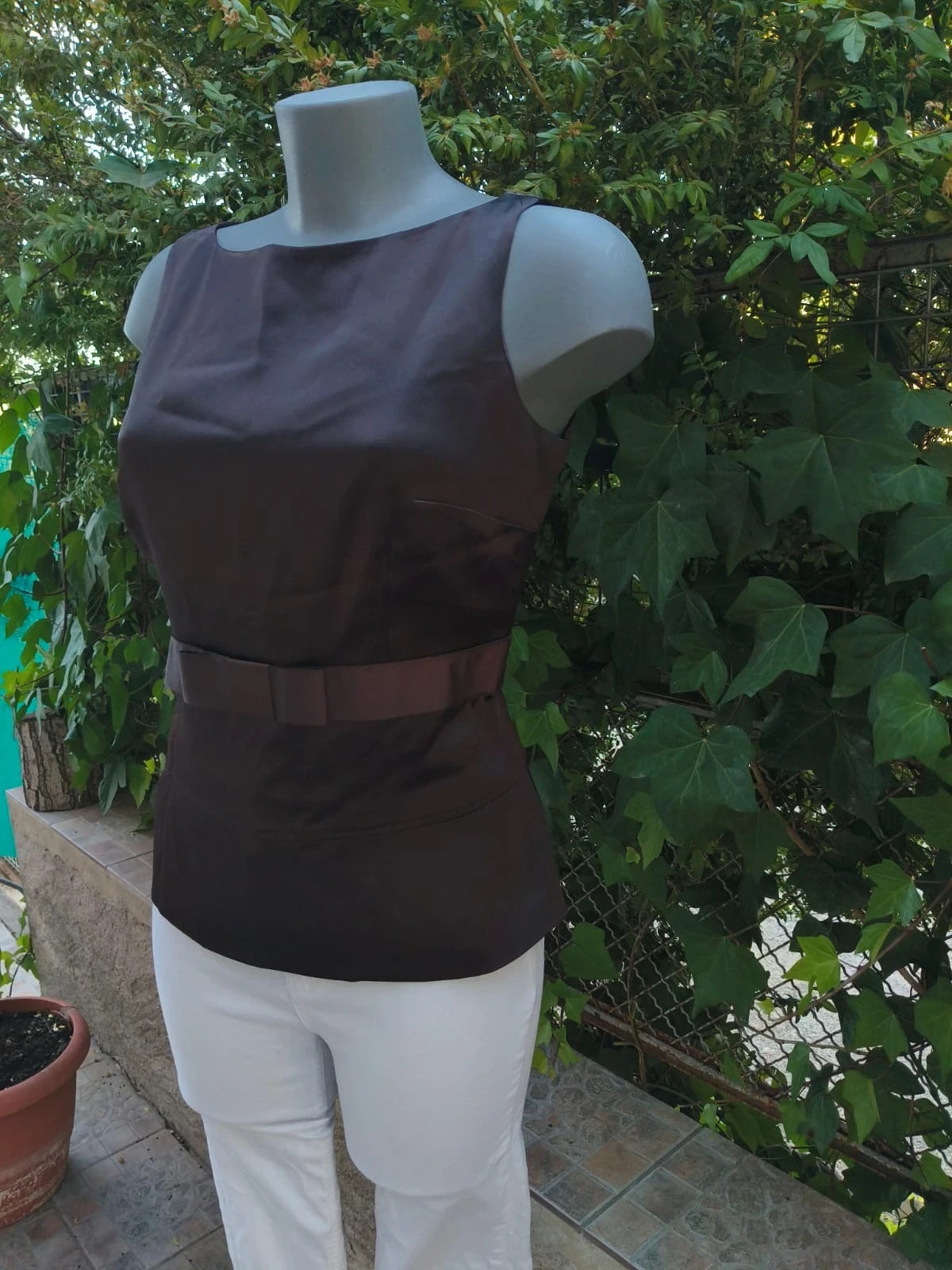 Top satinado marrón con lazo - Síntesis 🌈 – Síntesis – taille M / 38 / 10 5