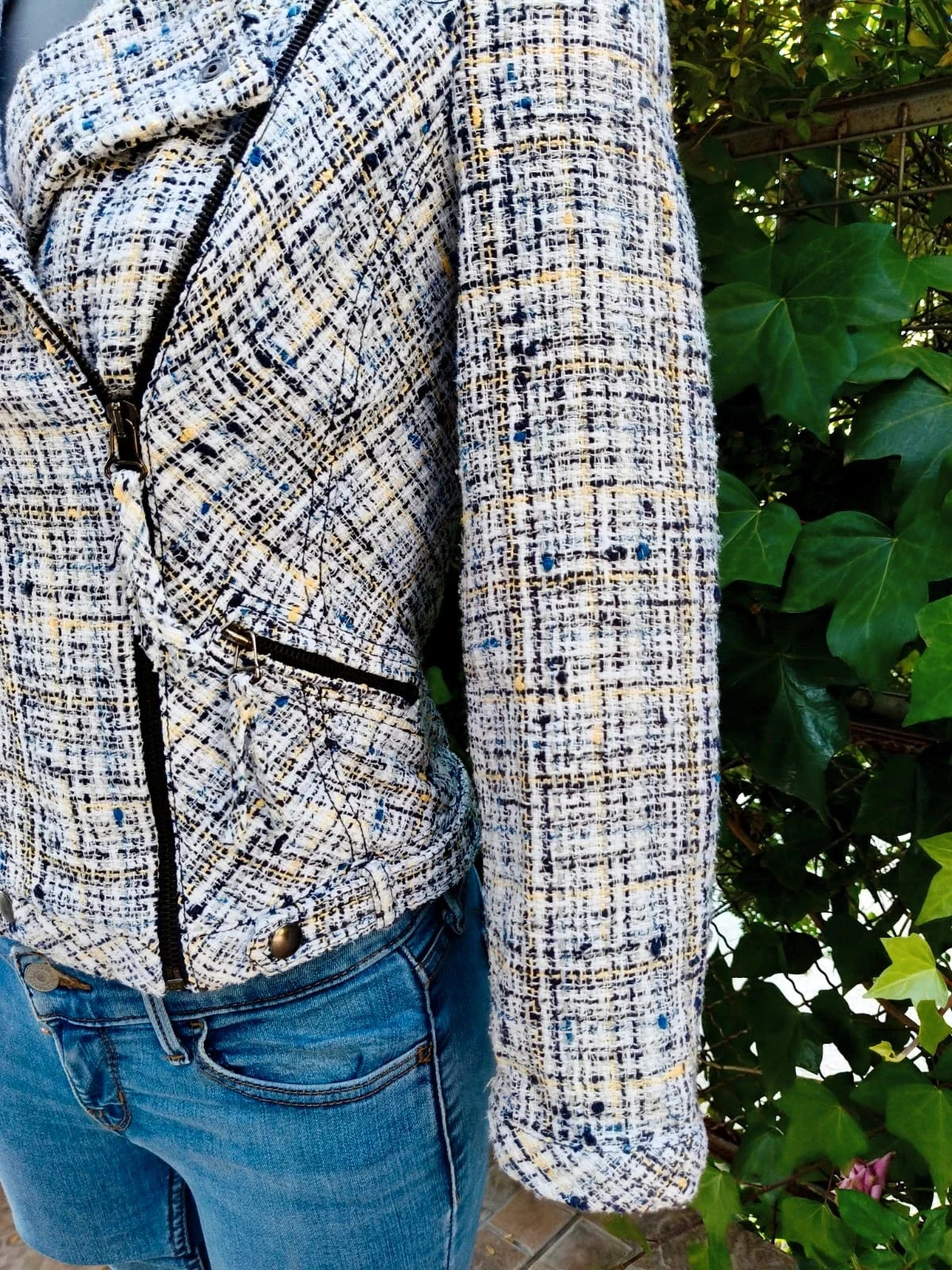 Chaqueta Estilo Biker de Tweed – Zara Basic (Talla S) 🌈 – Zara – taille S / 36 / 8 3