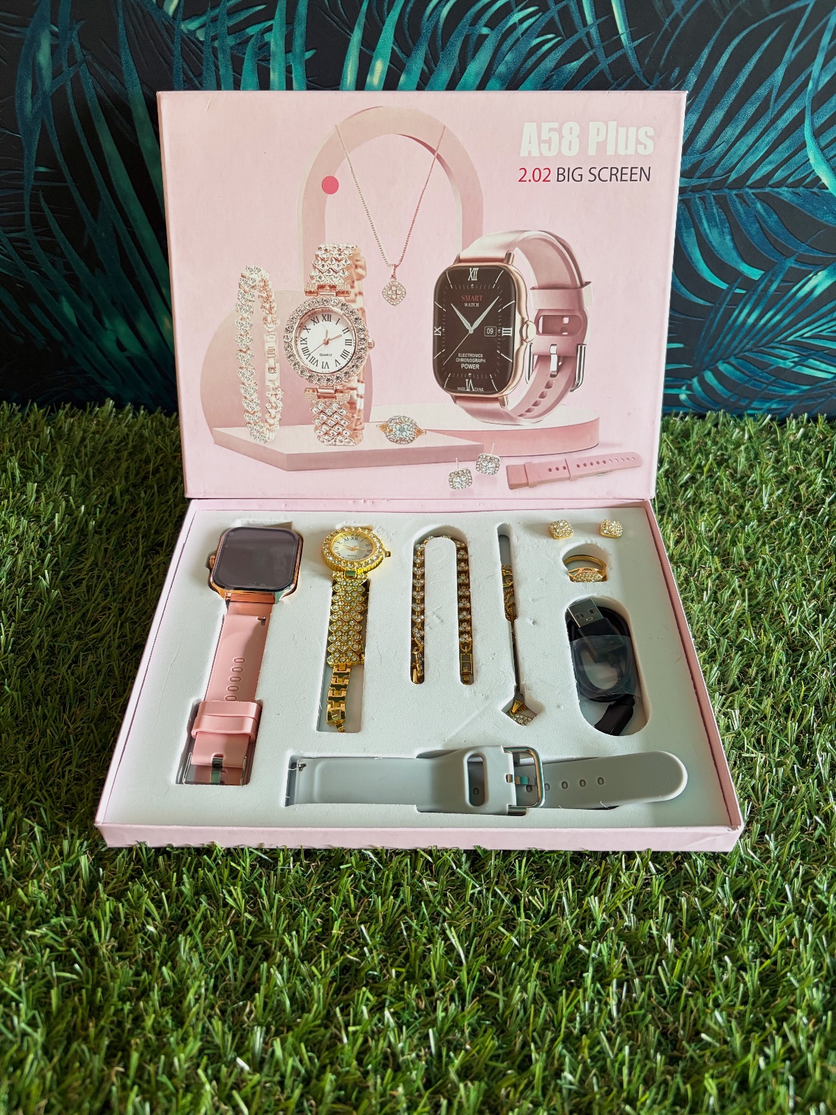 Parure Coffret Cadeau Femme A58 Plus Montre connectée & charge inclus – Smartwatch 3
