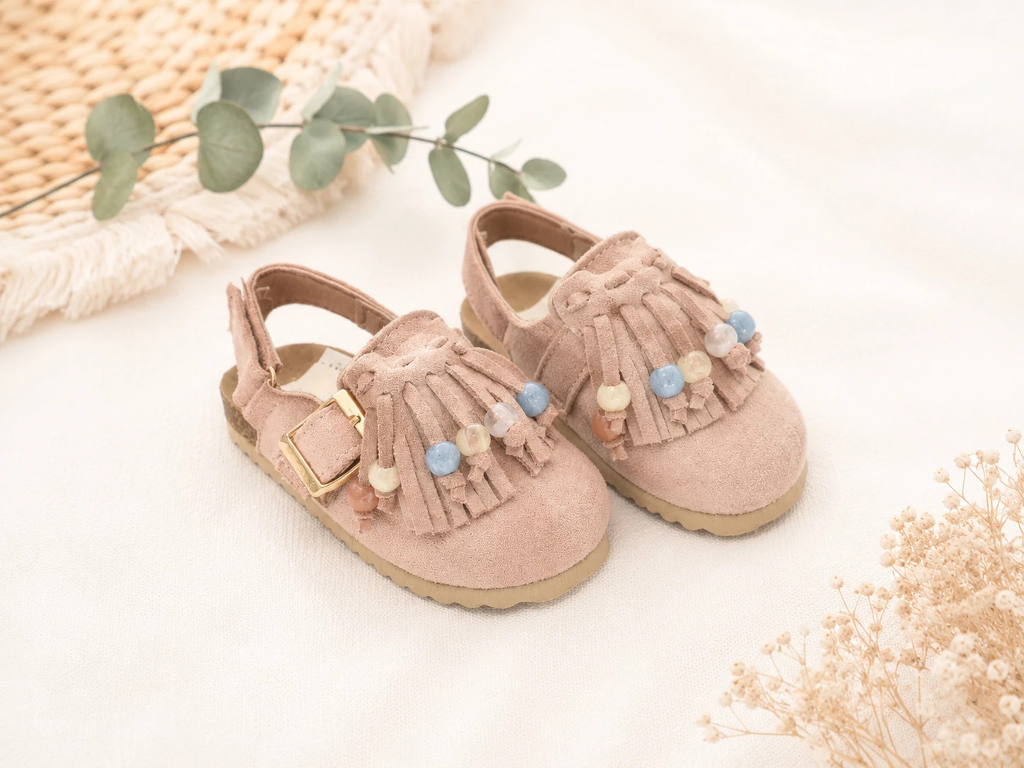 Zapatos bebé niña bubble kids rosa con flecos y cuentas Nuevos Talla 23
