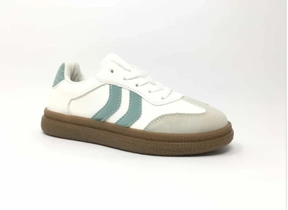 Zapatillas deportivas blancas y verde agua con suela de goma Talla 31