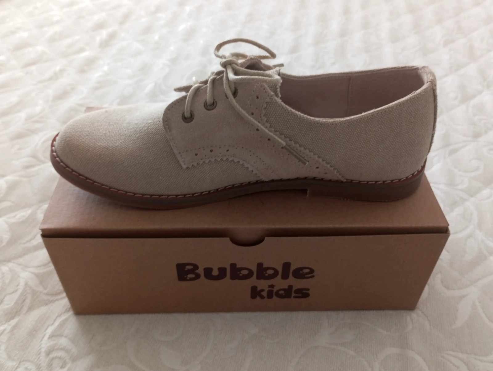 Zapatos ceremonia niño Bubble Kids beige lino Blucher elegante talla 36 – Bubble Kids – taille 36 3