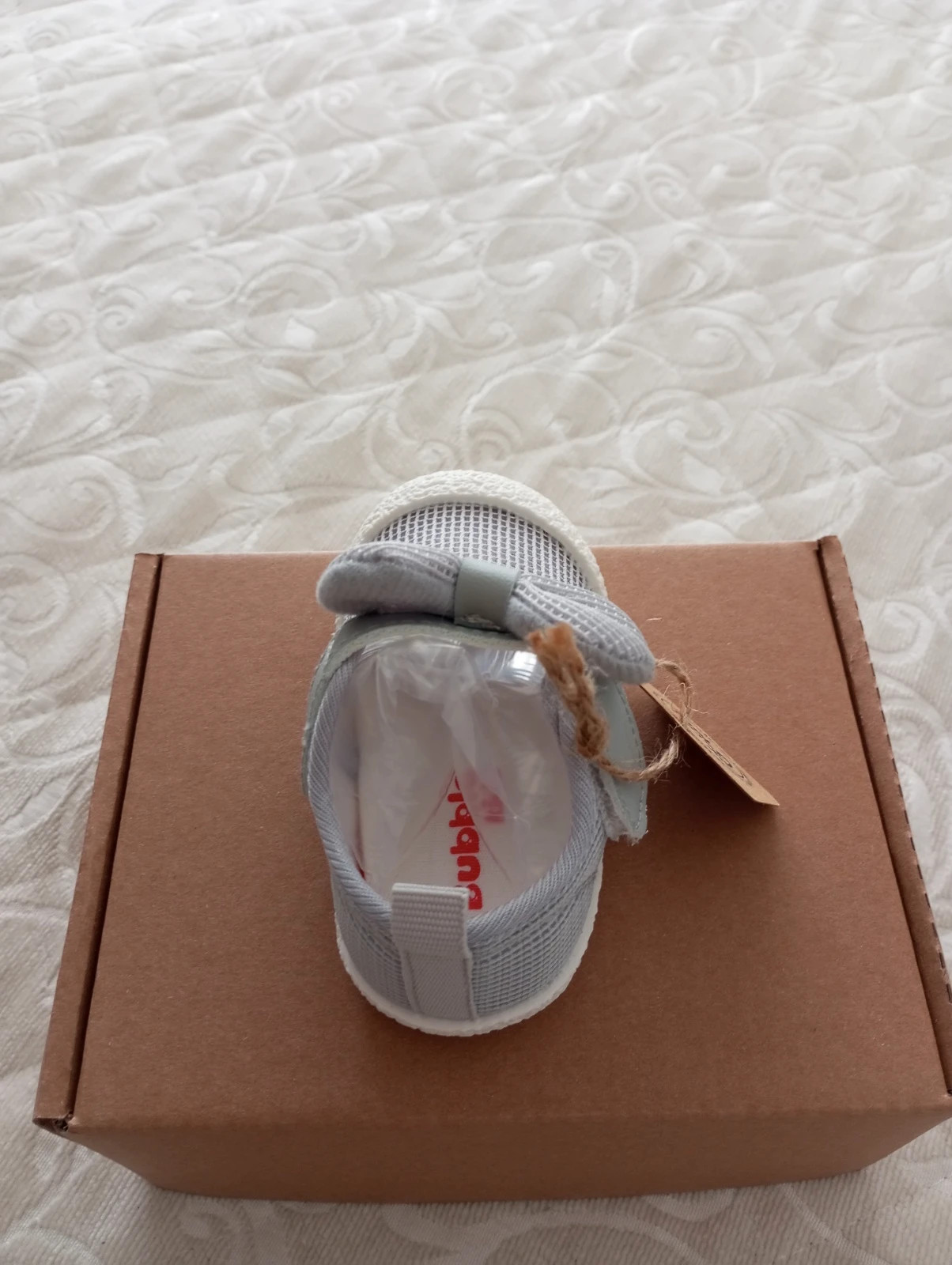 talla 19 bubble kids Zapatos Barefoot bebé gris con lazo Primeros pasos – Bubble Kids – taille 19 5