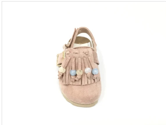 Sandalias bebé rosa de ante con flecos y cuentas Talla 26 – Bubble Kids – taille 26 2