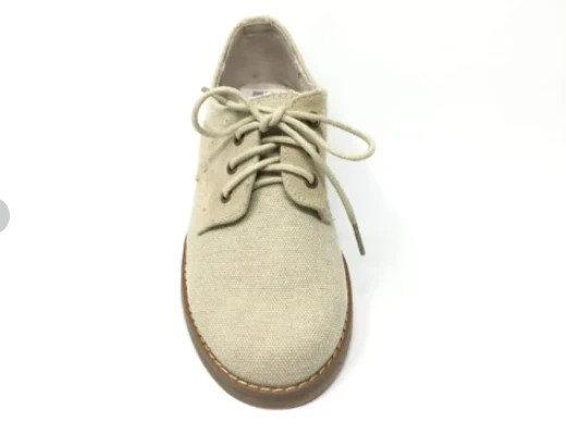 Zapatos ceremonia niño Bubble Kids beige lino y serraje Blucher elegante con cordones talla 38
