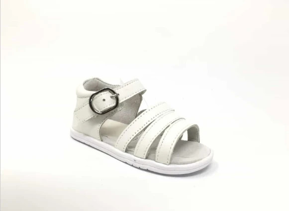 Sandalias blancas de piel para bebé niña con hebilla Talla 18