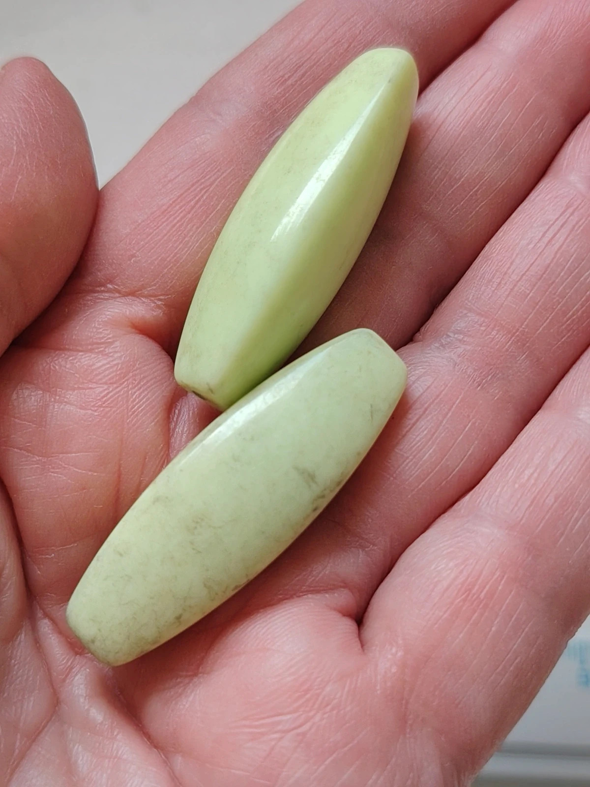 Lot 2 perles chrysoprase calcédoine verte naturelle navette 40x15mm création bijoux bracelet