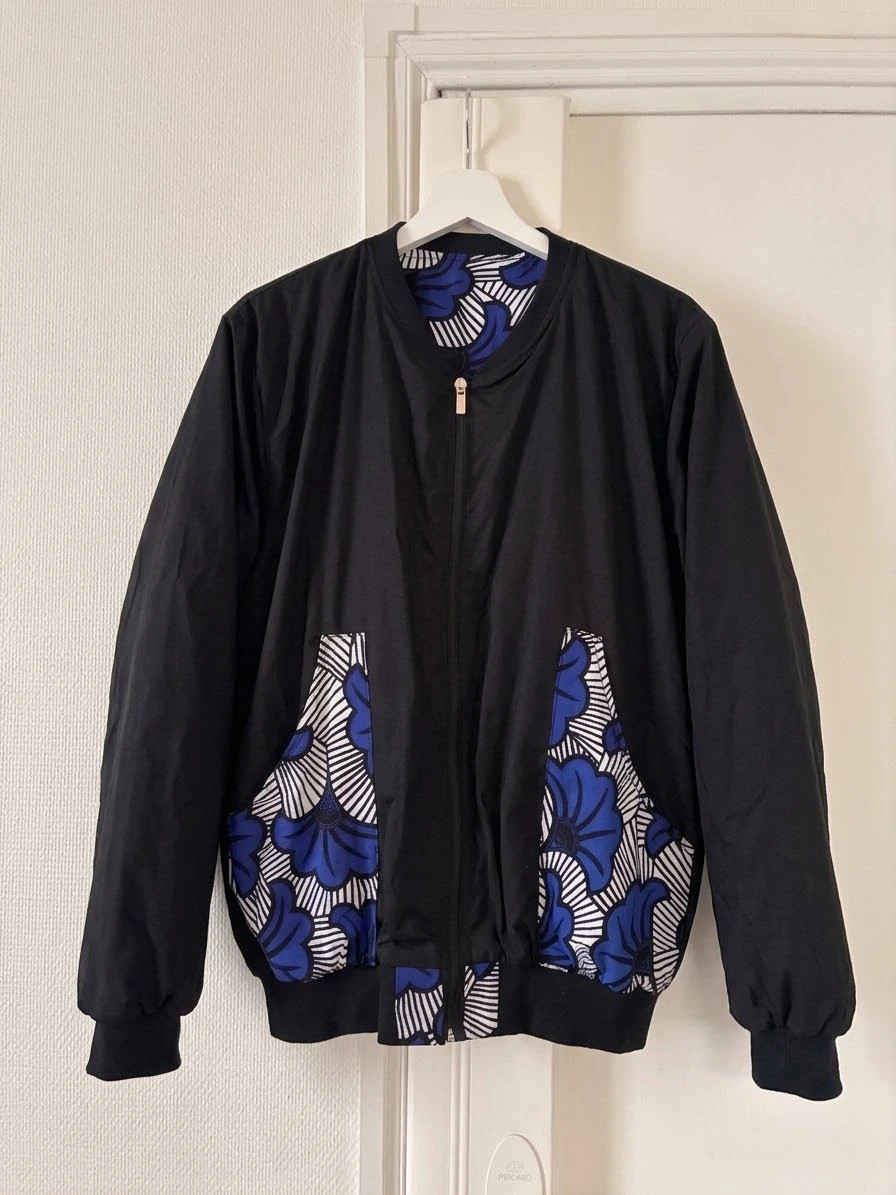 Veste style bomber réversible en wax motif fleurs de ginkgo taille M – Atelier – taille M / 38 / 10 3