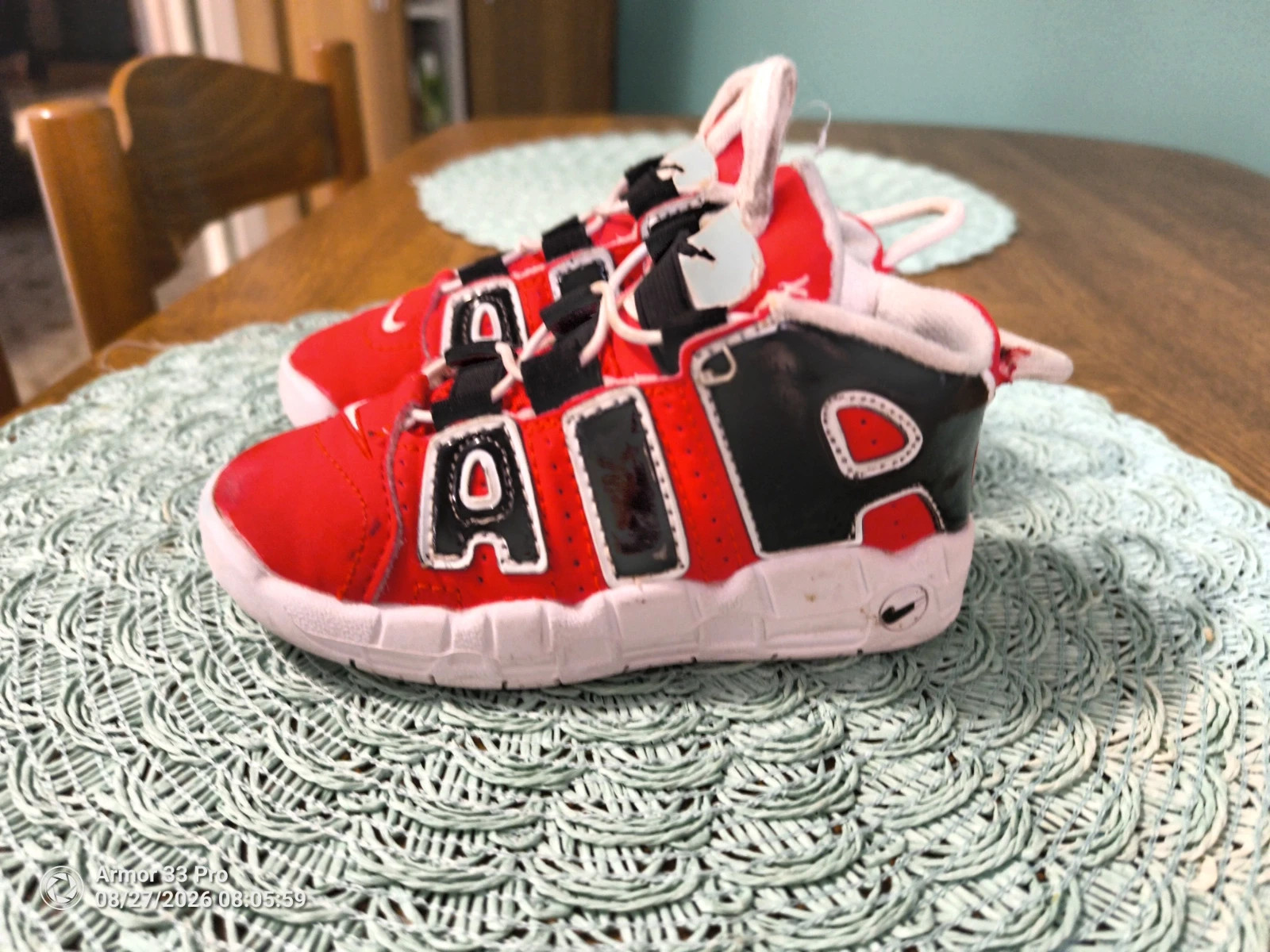 Nike Air More Uptempo TD Baby Trainers Red Black Size 25 – Nike – taille 25