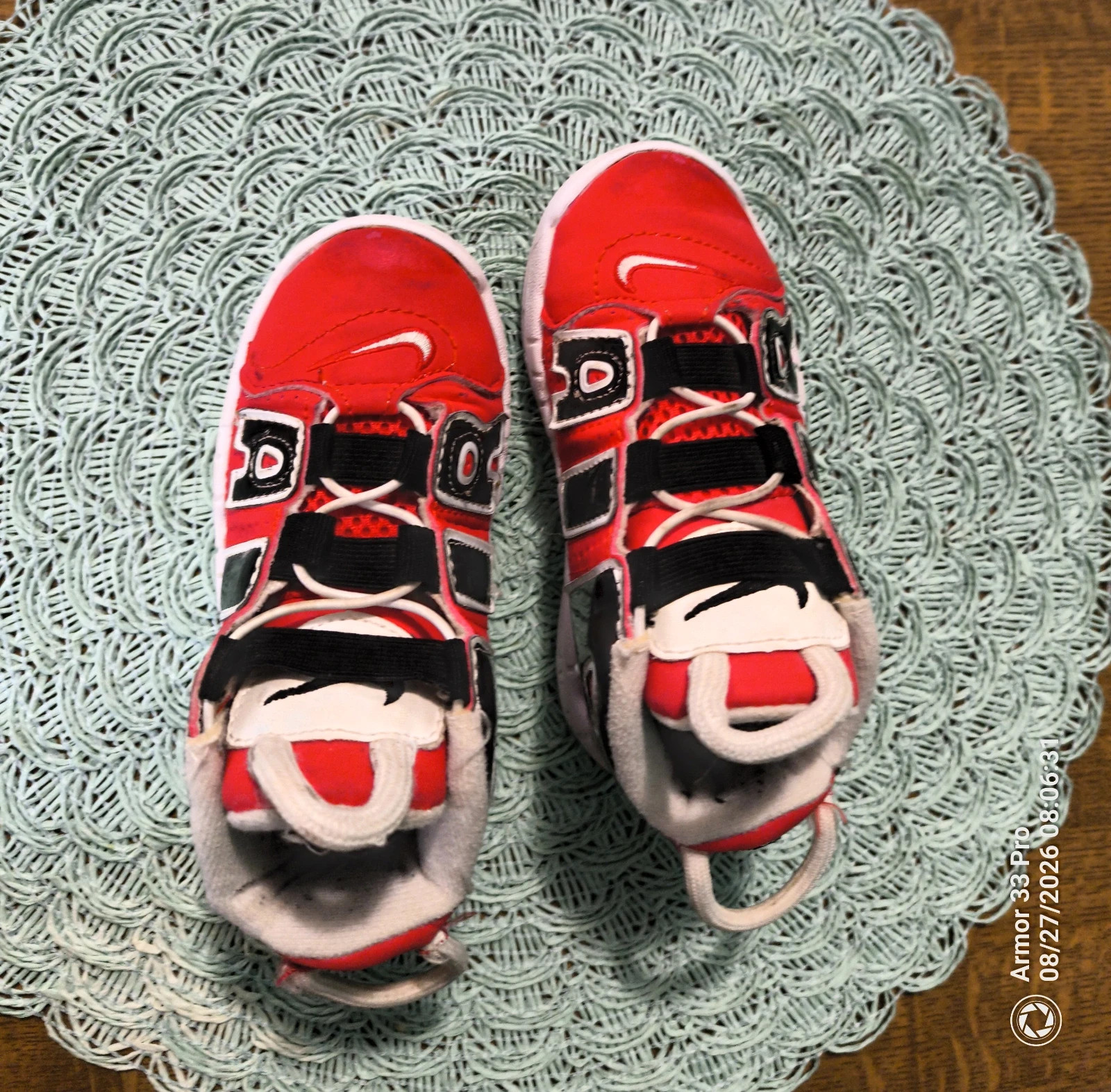 Nike Air More Uptempo TD Baby Trainers Red Black Size 25 – Nike – taille 25 5