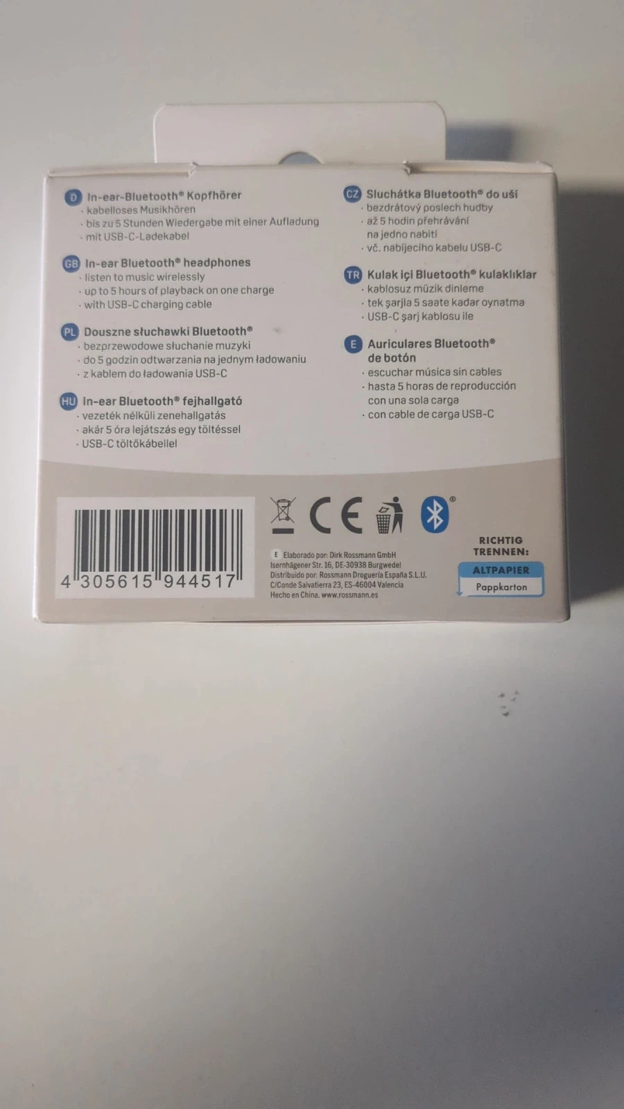 Wireless Bluetooth In-Ear Earbuds – Usb-C Charging Case – White – New – Ideen Welt 3