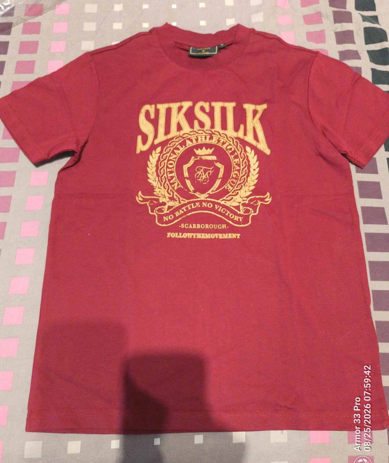 SikSilk Burgundy Graphic T-Shirt – Size S