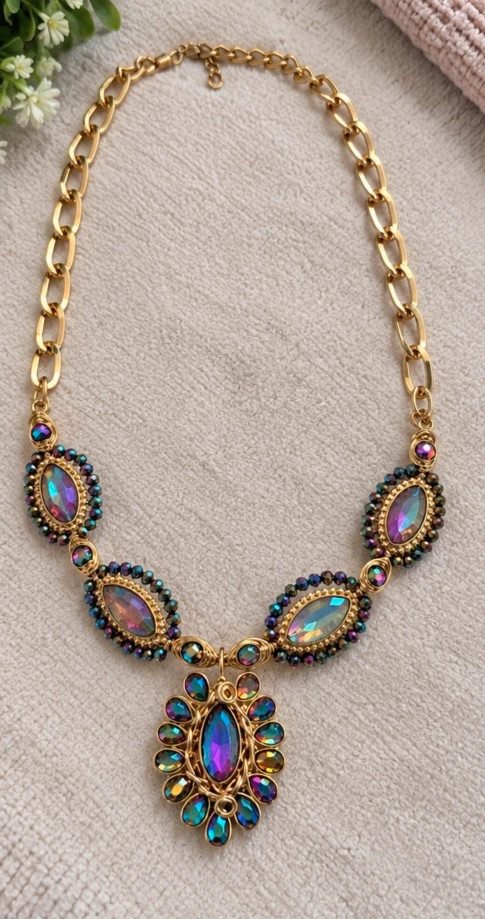 Gold-Tone Multicolor Statement Necklace