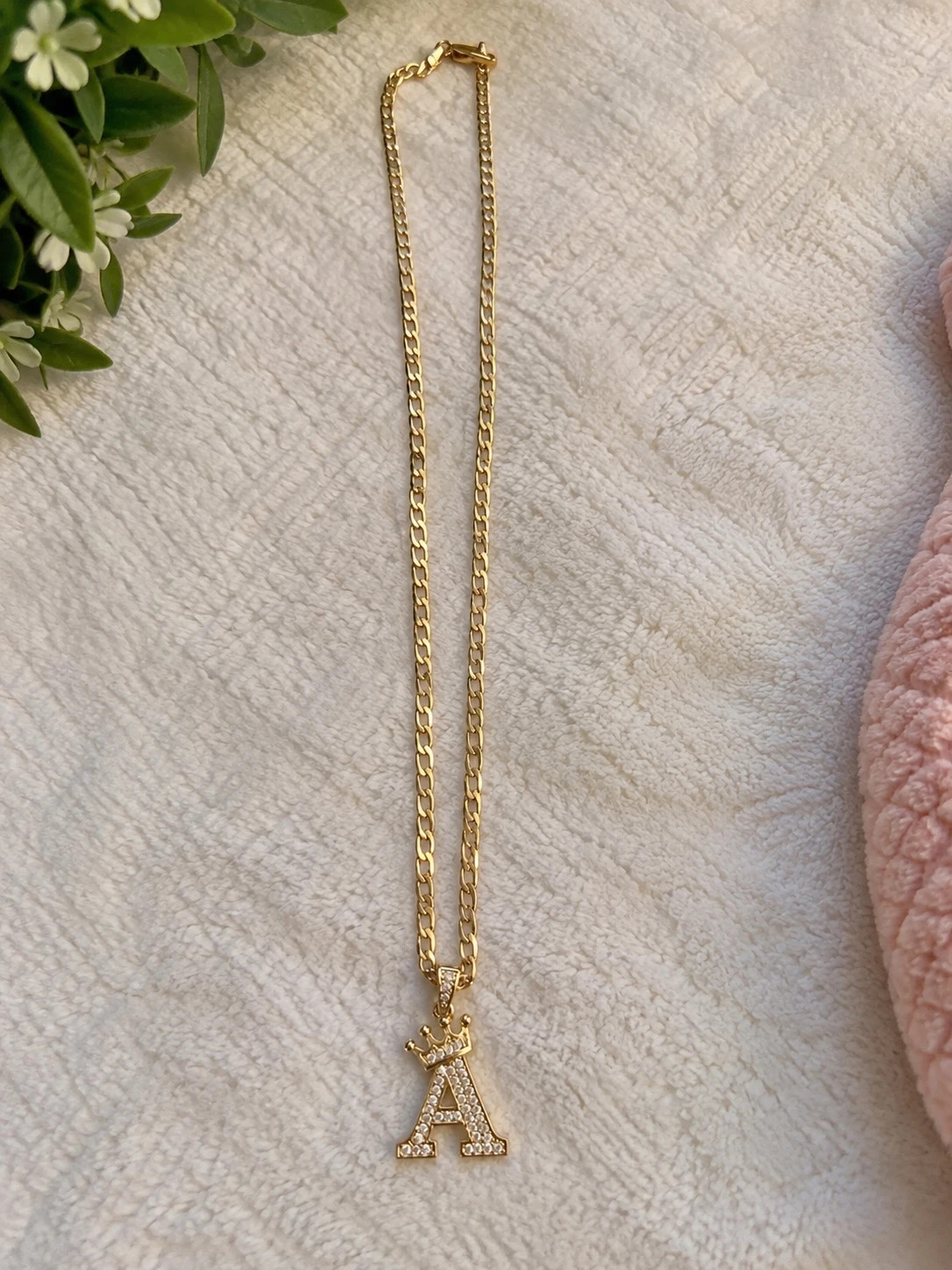 Gold-Tone “A” Crown Necklace