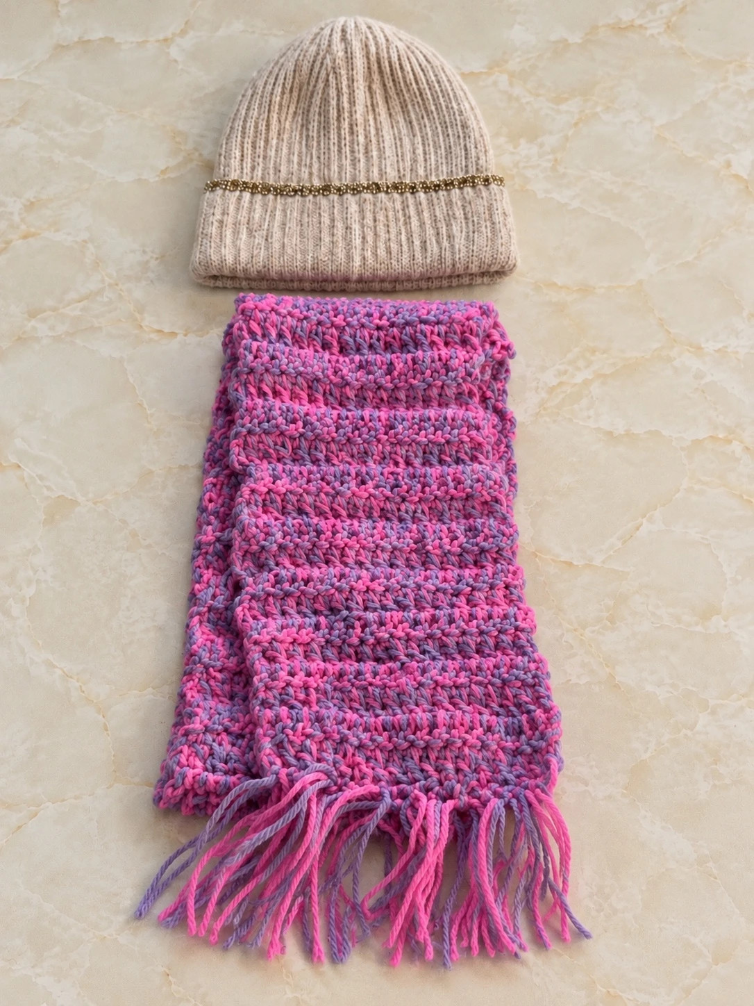 Cozy Winter Set – Knit Beanie + Handmade Scarf