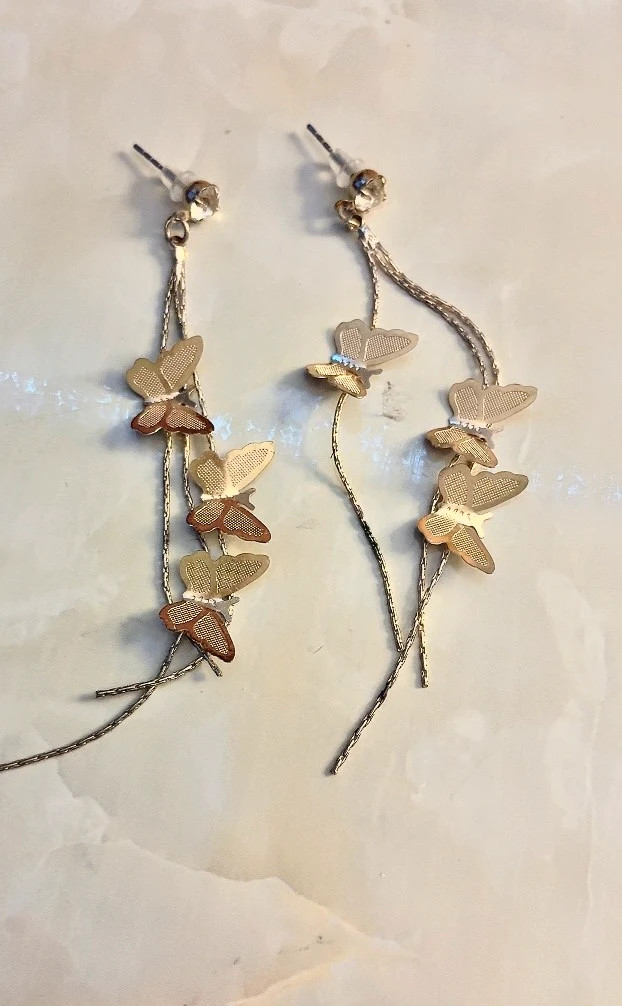 Gold Tone Butterfly Dangle Earrings – Fashion Jewelry