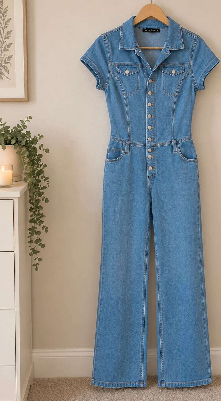 Blue Denim Jumpsuit – Size L – taille L / US 12-14