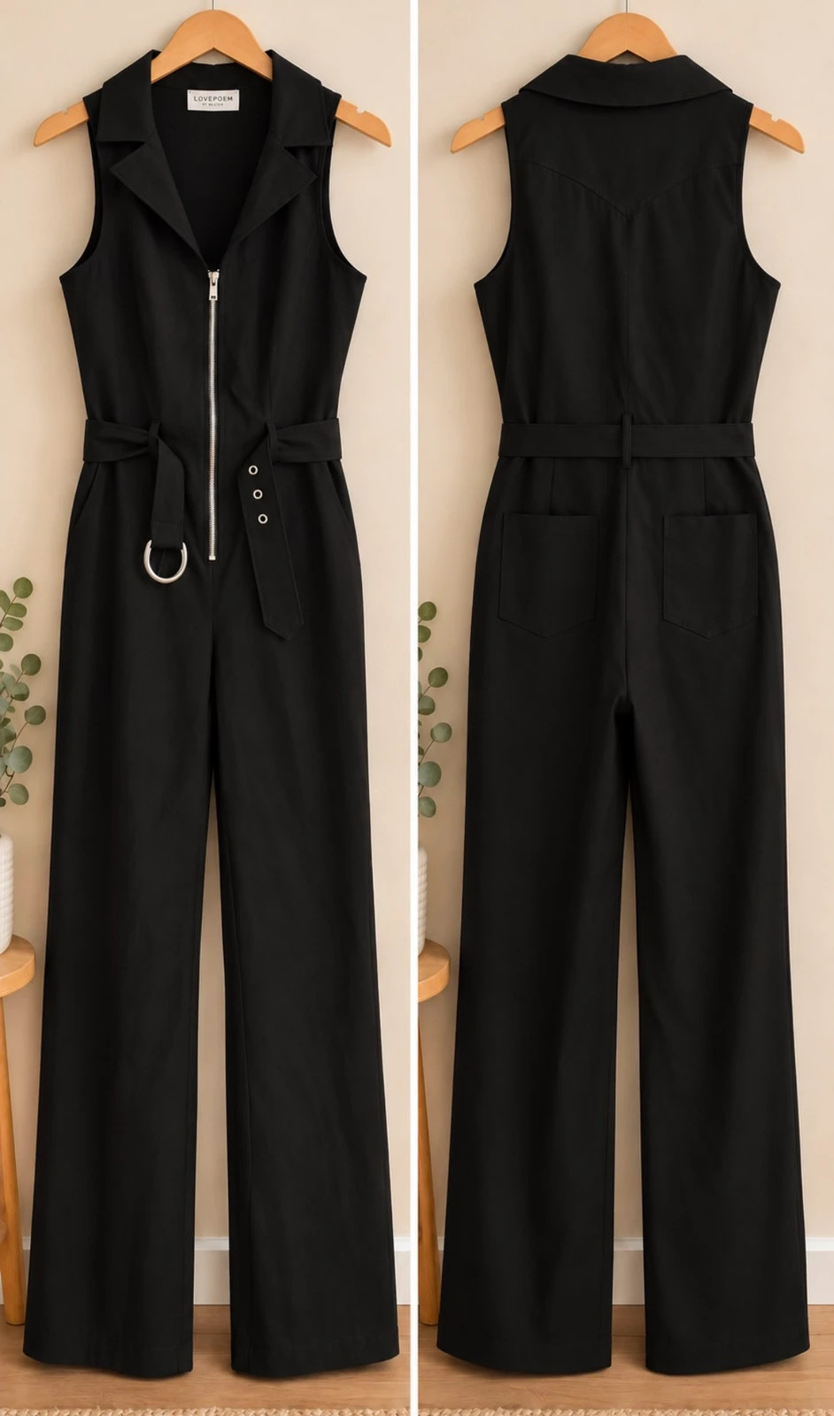 Sleeveless Jumpsuit – Wide Leg – love poem – taille M / US 8-10